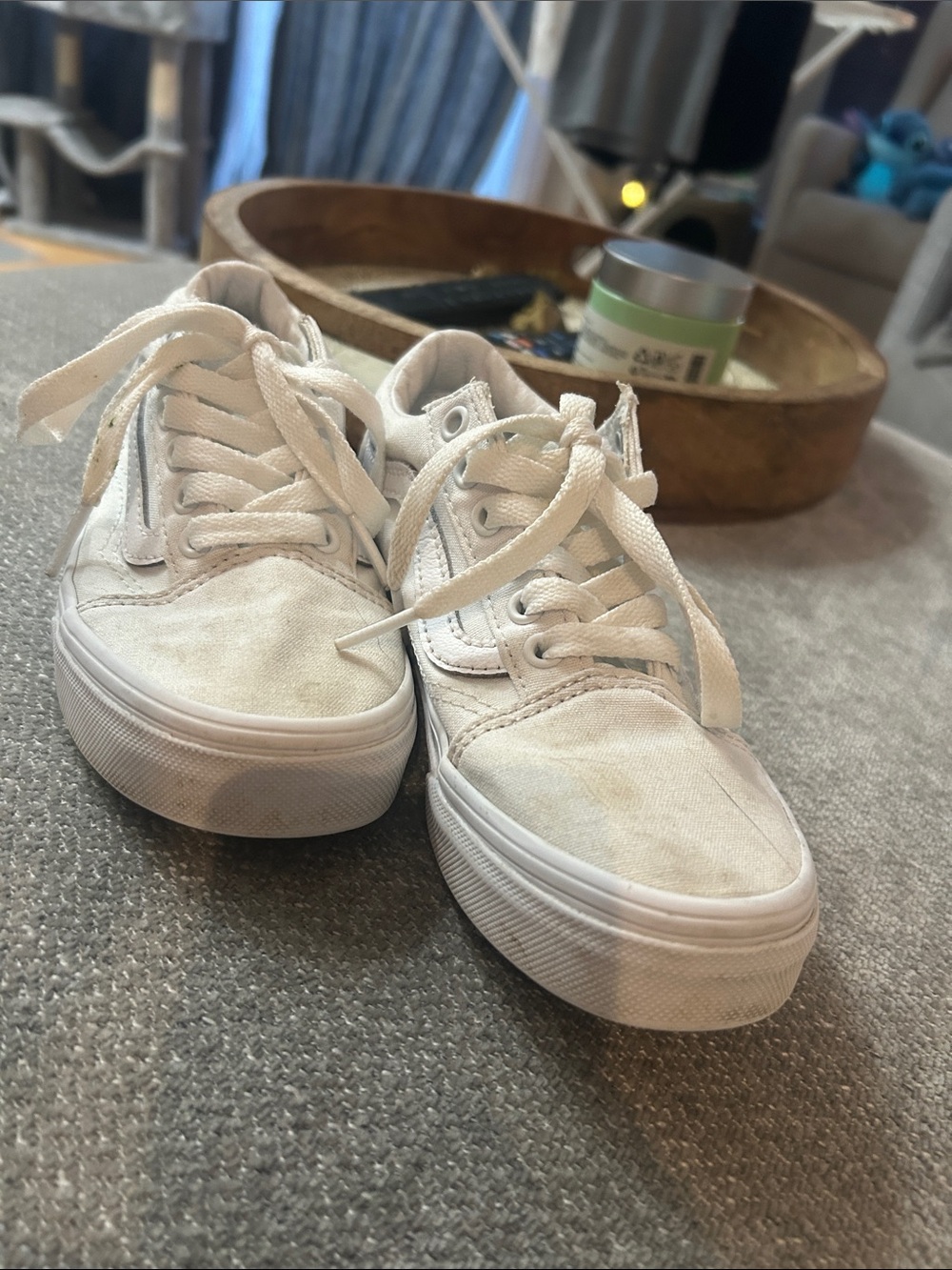 White VANS Canvas Kids Low-Top Sneakers